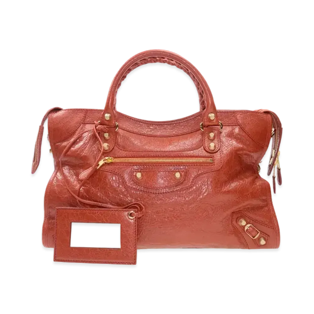 BALENCIAGA Handbag Lambskin "Orange Red"