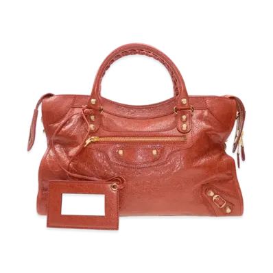 BALENCIAGA Handbag Lambskin "Orange Red"