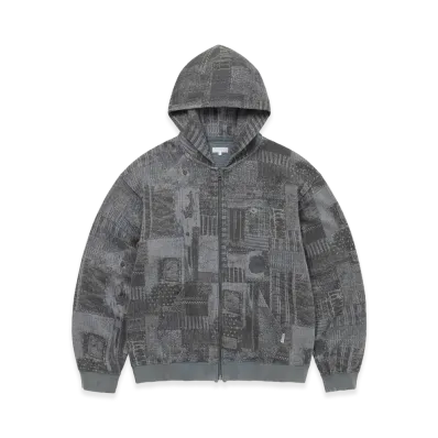 thisisneverthat Crazy Faded Thermal Zip Up Hoodie "Patchwork"