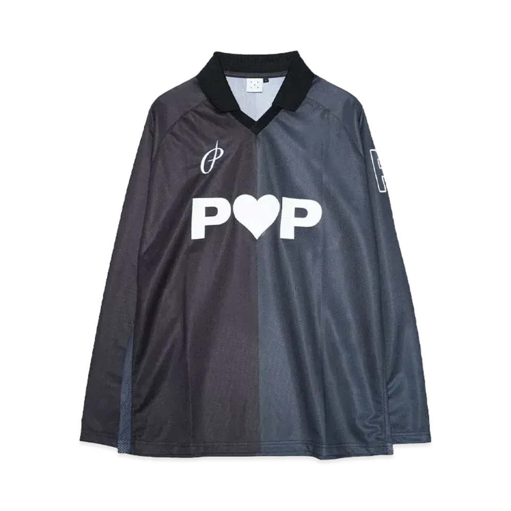 POP TRADING COMPANY striped sportif longsleeve shirt "BLACK"