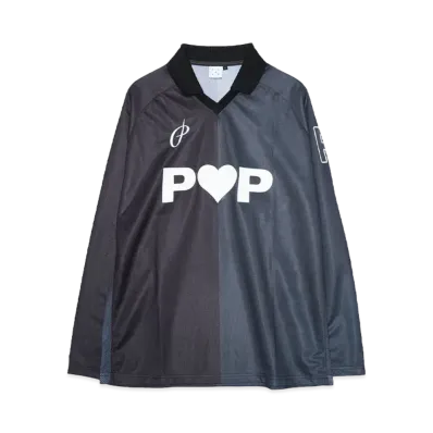 POP TRADING COMPANY striped sportif longsleeve shirt "BLACK"