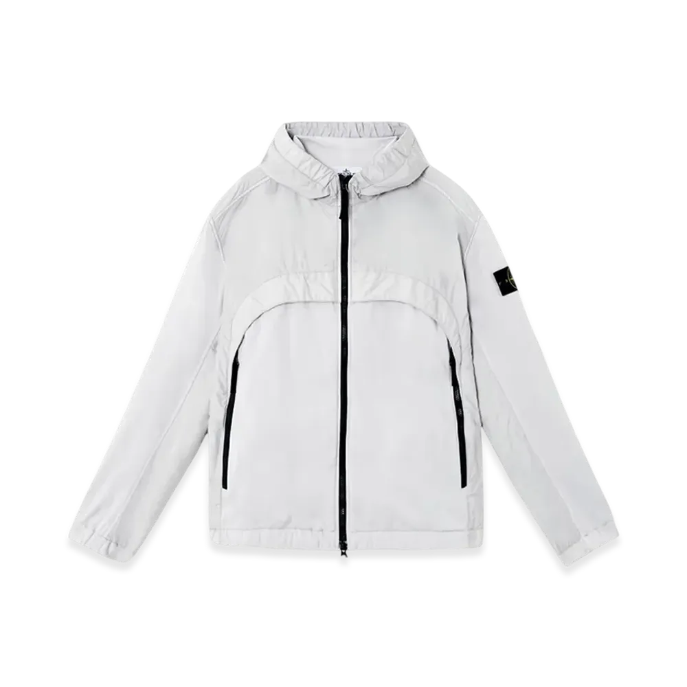 Stone Island 4100041 Crinkle Reps R-NY Hooded Jacket - 25SS "Pearl Grey"