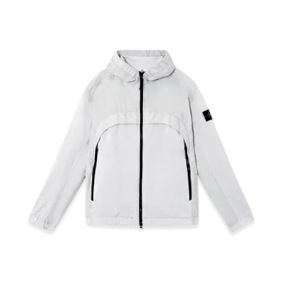 Stone Island 4100041 Crinkle Reps R-NY Hooded Jacket - 25SS "Pearl Grey"