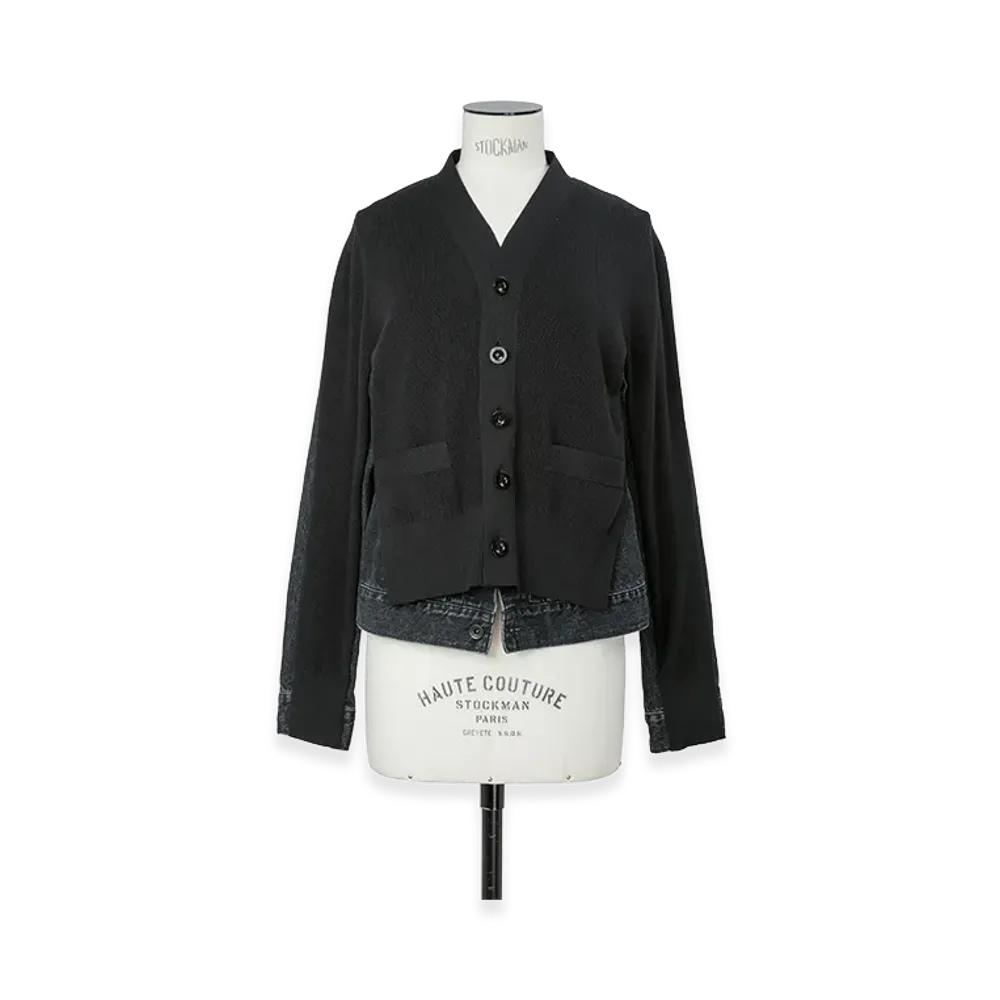 sacai Women's Denim x Knit Cardigan "Black"