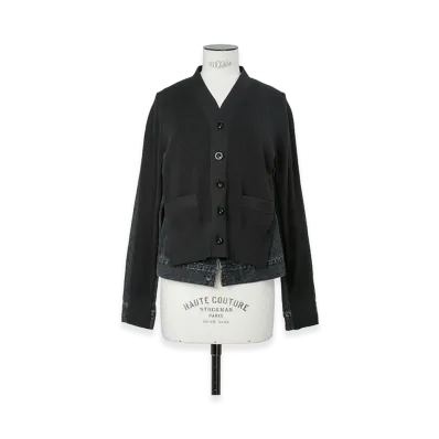 sacai Women's Denim x Knit Cardigan "Black"