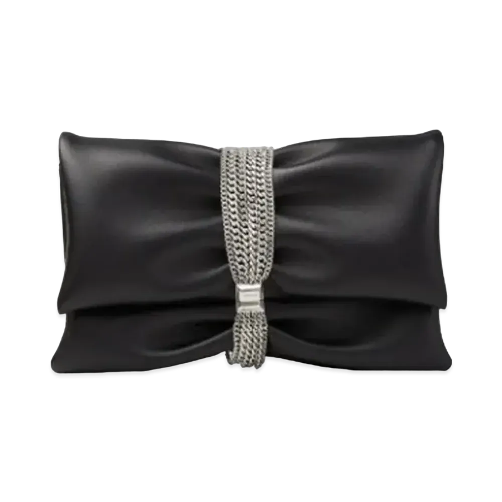 Jimmy Choo Daisy Soft Nappa Leather Clutch Bag With Multi-Chain Bracelet "Black"