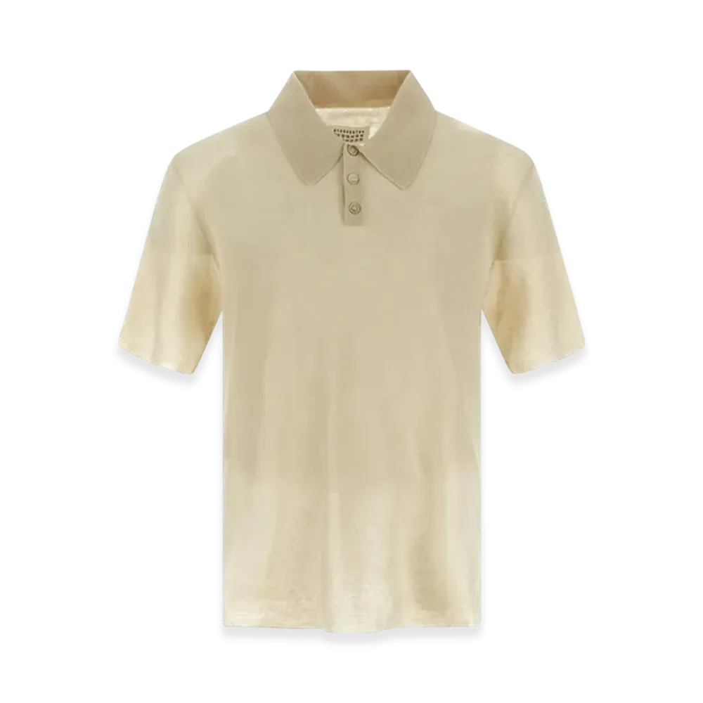 Maison Margiela Linen Knit Polo Shirt "Off White"