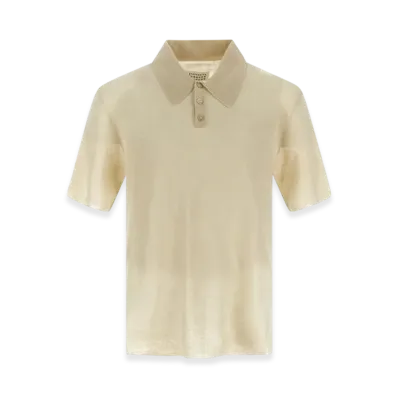 Maison Margiela Linen Knit Polo Shirt "Off White"