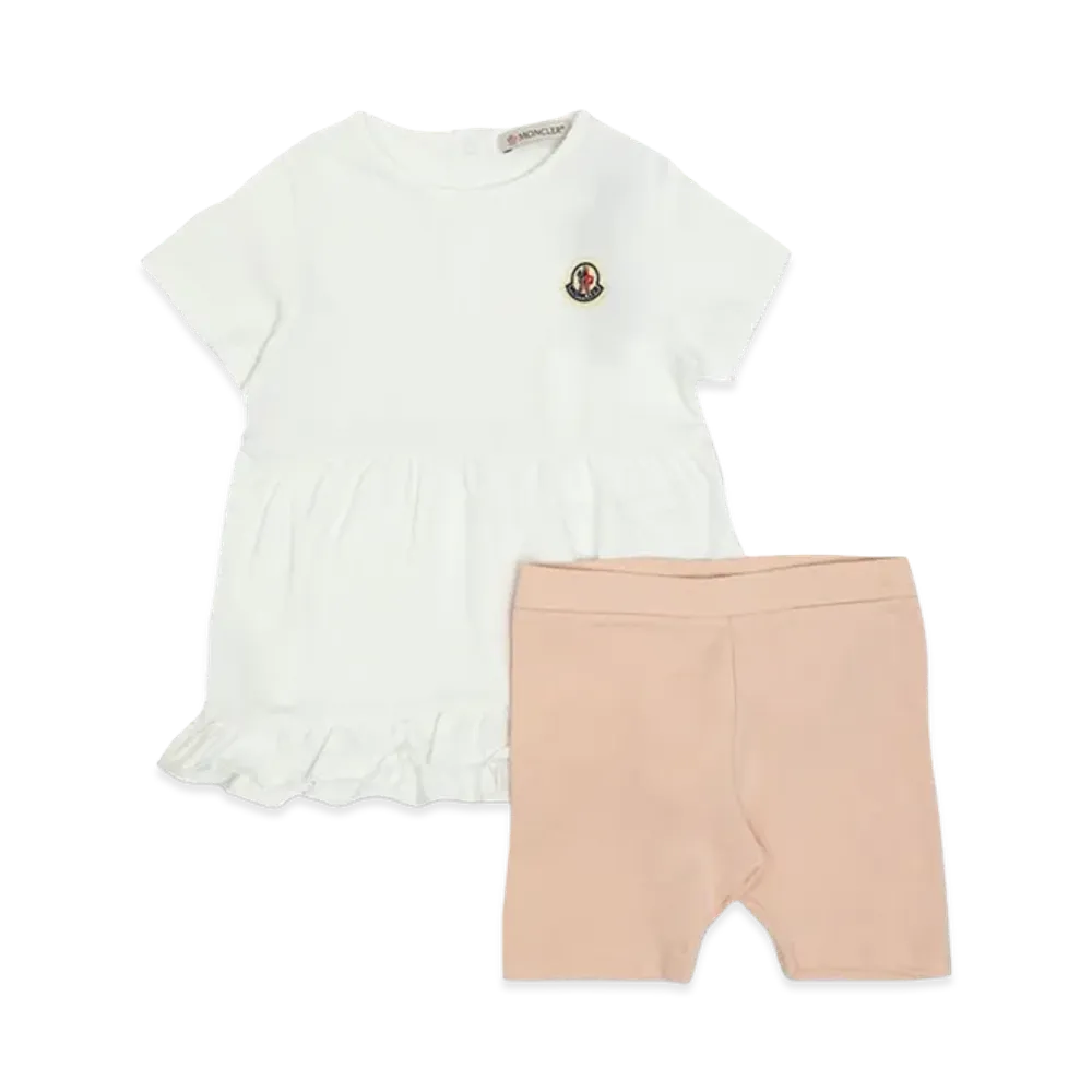 MONCLER Kids Polo Shirt Set With Bermuda Shorts "White/Beige"