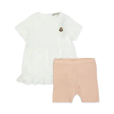 MONCLER Kids Polo Shirt Set With Bermuda Shorts "White/Beige"