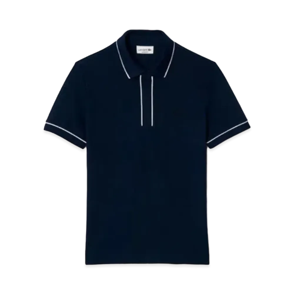 LACOSTE Color Scheme Piping Hiyoku Polo Shirt "Navy"