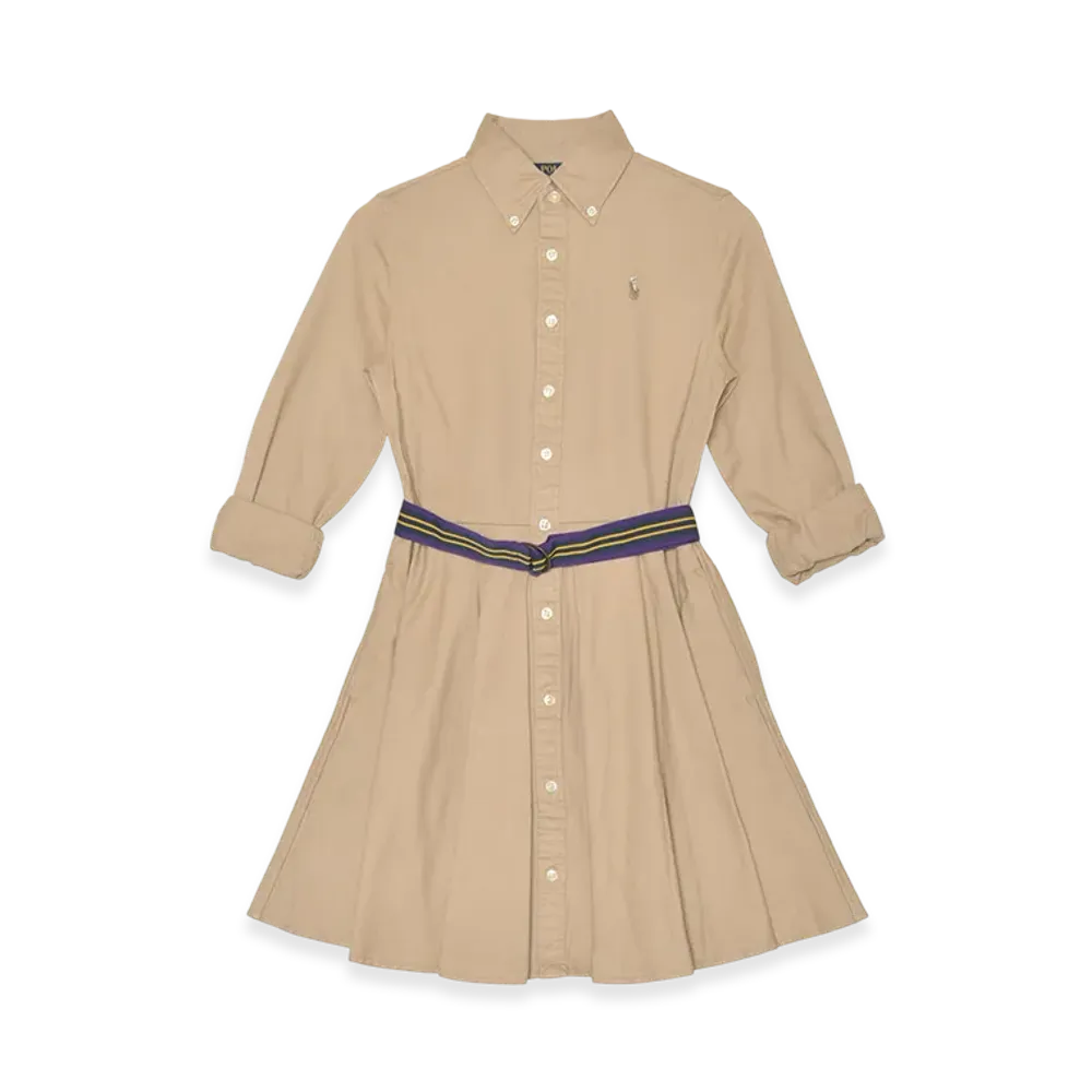 Polo Ralph Lauren Belt Ctton Chino Shirt Dress "Khaki"