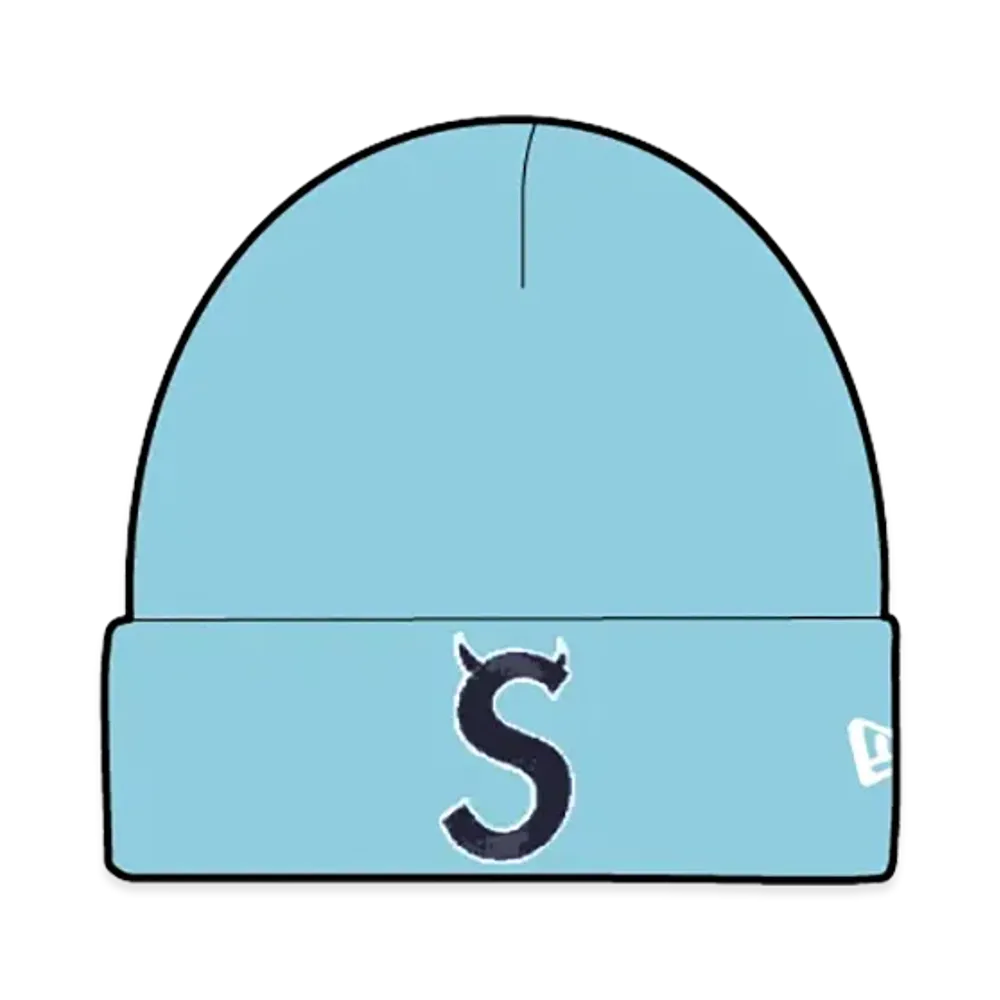 Supreme New Era Devil S Logo Beanie "Light Blue"