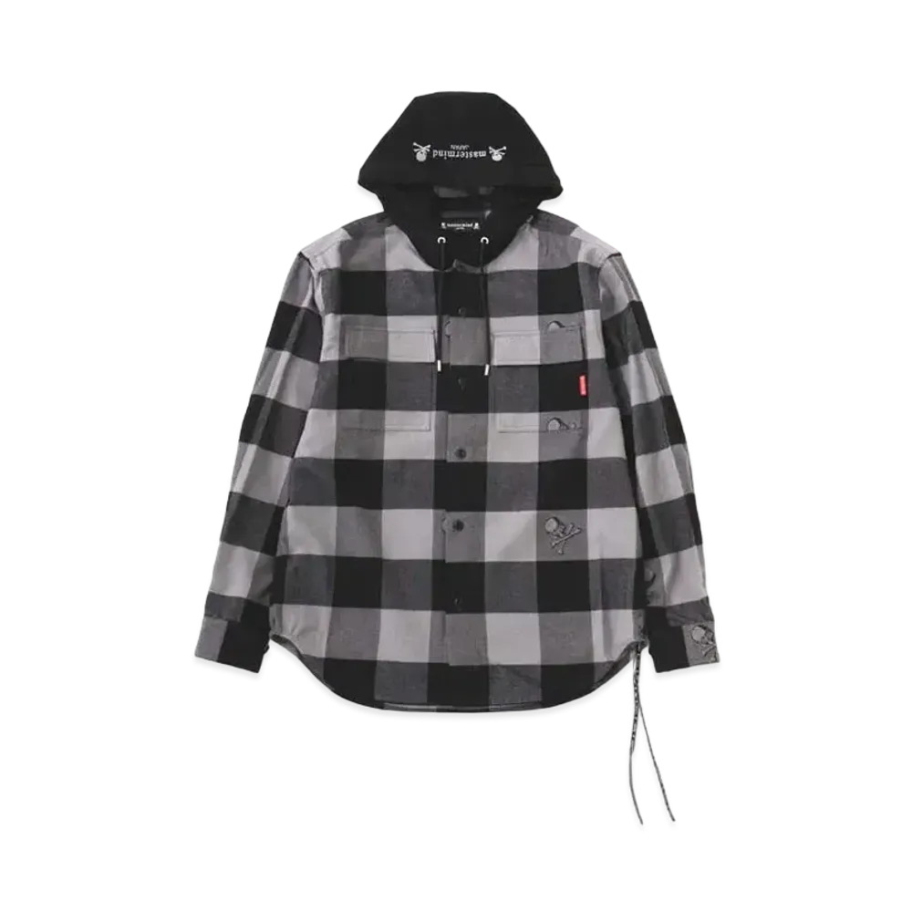 mastermind JAPAN Hooded Flannel Shirt "Gray"