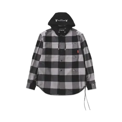 mastermind JAPAN Hooded Flannel Shirt "Gray"