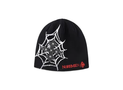 SUPPLIER x Noremid Spider Web Cross Leather Patch Beanie "Black"