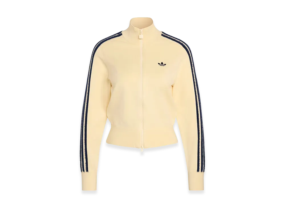adidas Women's Knit Firebird Track Top "Warm Vanilla/Night Indigo"