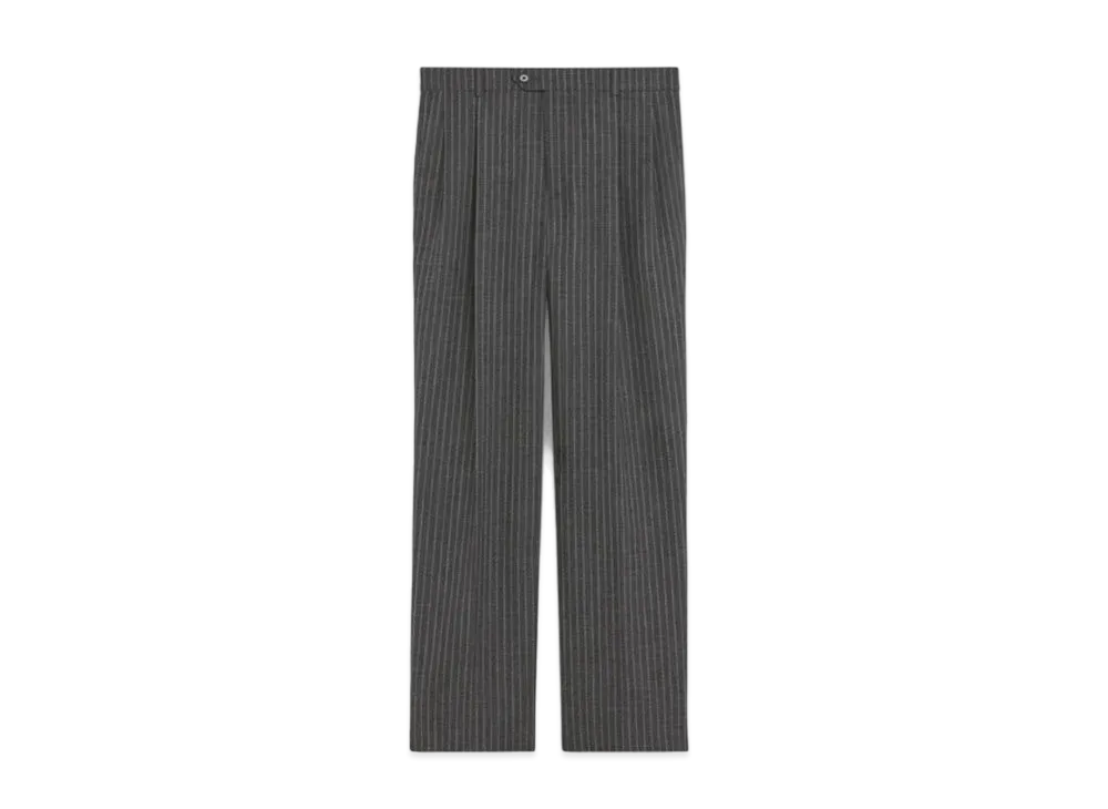CELINE Striped Skate Pants / Wool "Gray/Chalk"