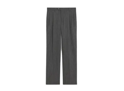 CELINE Striped Skate Pants / Wool "Gray/Chalk"