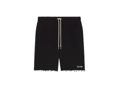 CELINE Embroidered Shorts In Cotton Fleece "Black/White"