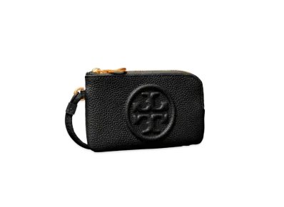 Tory Burch Perry Bombe Top-Zip Card Case "Black"