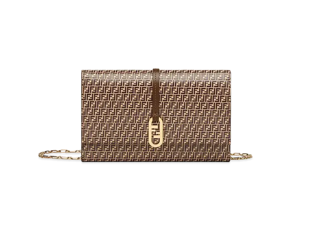 FENDI Wallet Built-In Mini Bag Leather Micro Ff Mini Bag "Beige"