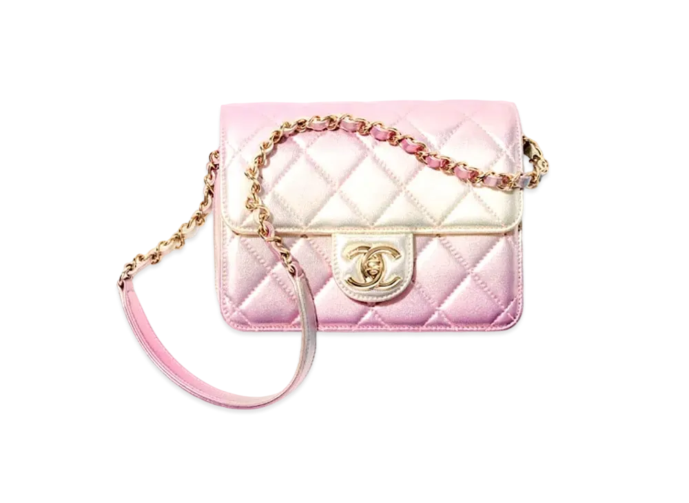 CHANEL Mini Flap Bag Metallic Lambskin "Gold/Pink"