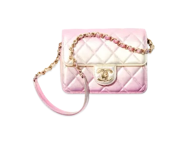 CHANEL Mini Flap Bag Metallic Lambskin "Gold/Pink"