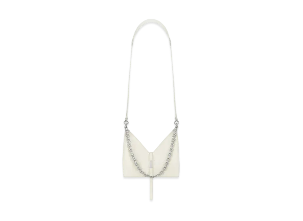 GIVENCHY Mini Cut Out Bag in Box Leather with Chain "Ivory"