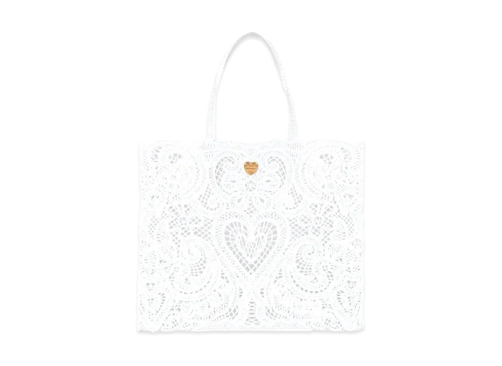 Dolce&Gabbana Beatrice Shopping Bag Large Code Race Embroidery "White"