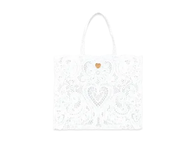 Dolce&Gabbana Beatrice Shopping Bag Large Code Race Embroidery "White"