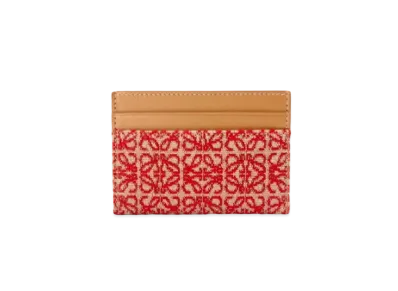 LOEWE Plain Cardholder In Jacquard And Calfskin "Red/Warm Desert"