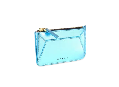 Marni Pale Blue Metallic Nappa Leather Card Case "Arctic"