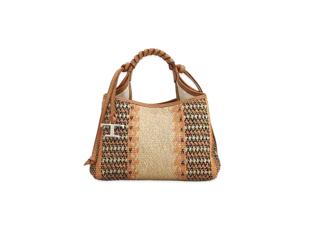 TOD'S Fabric & Leather Bag Micro "Beige/Brown/Orange"