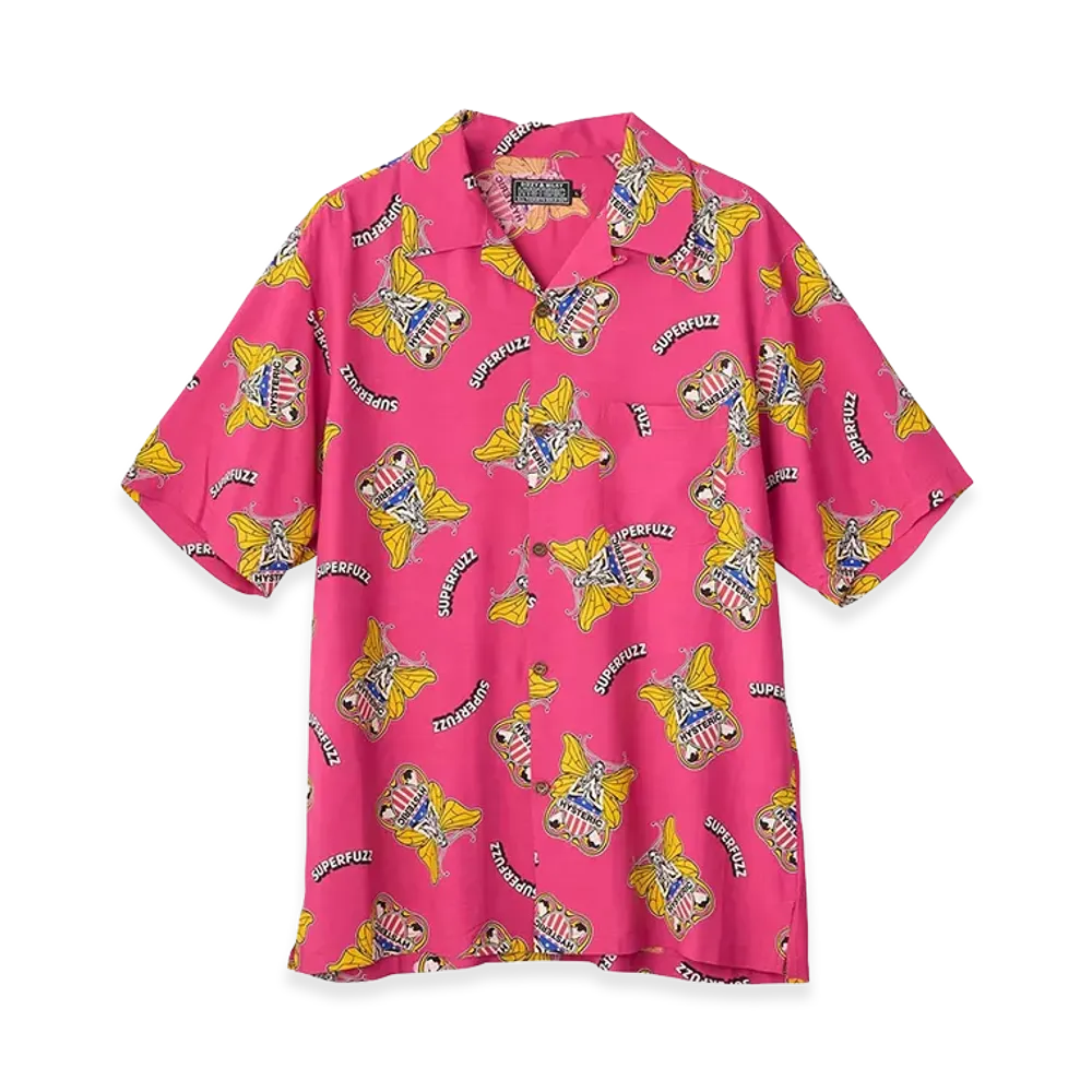 HYSTERIC GLAMOUR Levitated Girl Open Collar Shirt "Other Pink"