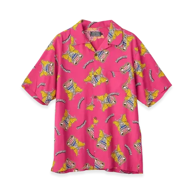 HYSTERIC GLAMOUR Levitated Girl Open Collar Shirt "Other Pink"