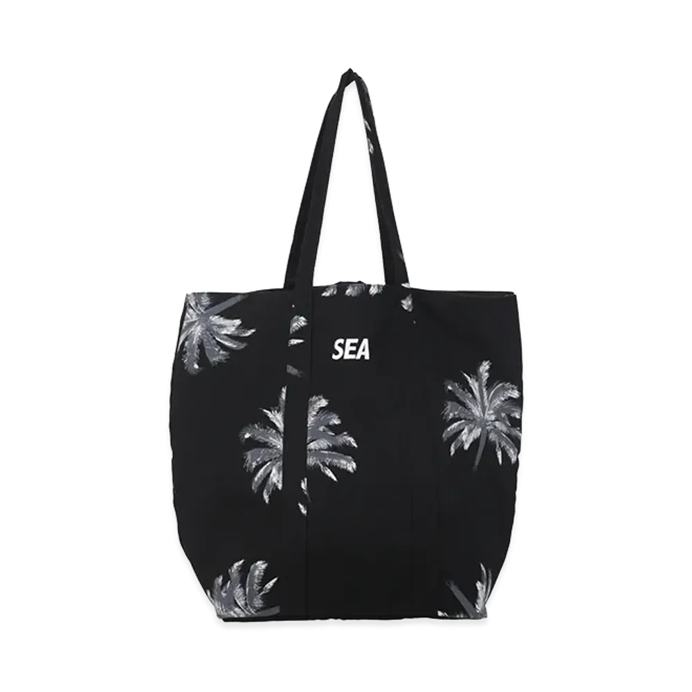 WIND AND SEA Palm Tree Flannel Tote Bag "Black"