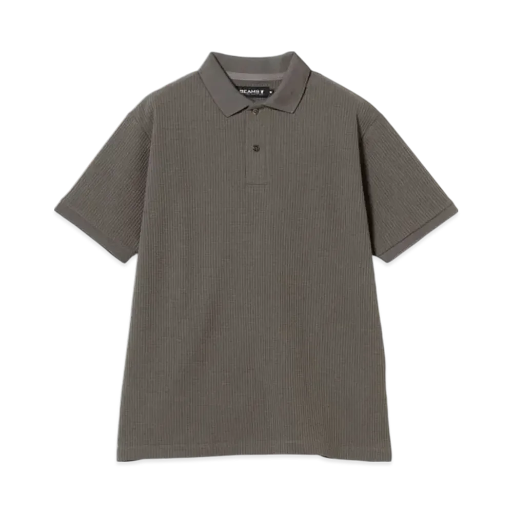 BEAMS Waffle Polo Shirt "ChacoalGray"
