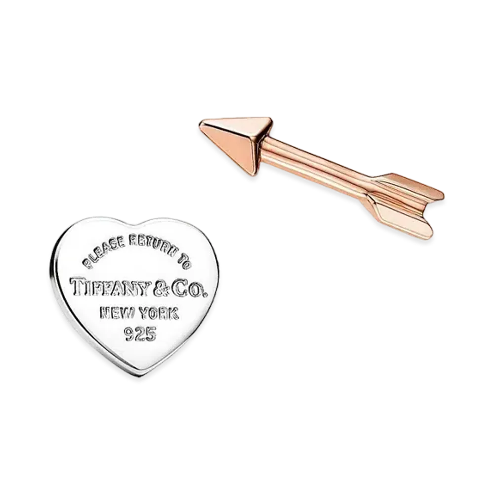 Tiffany & Co. Return to Tiffany Lovestruck Heart Tag & Arrow Earrings 18K "Silver/Rose Gold"