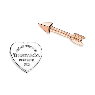Tiffany & Co. Return to Tiffany Lovestruck Heart Tag & Arrow Earrings 18K "Silver/Rose Gold"