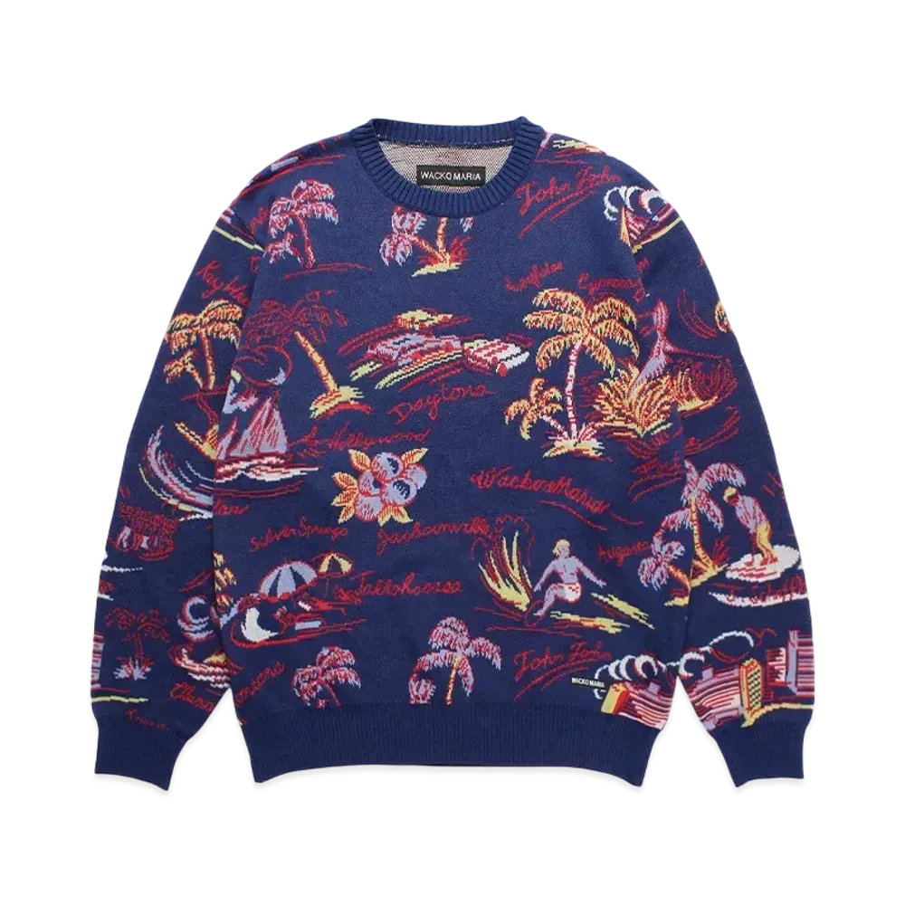 WACKO MARIA Jacquard Knit Sweater "Navy"