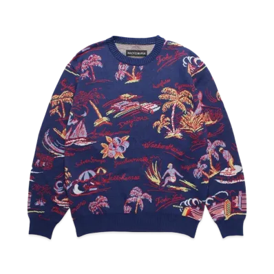 WACKO MARIA Jacquard Knit Sweater "Navy"