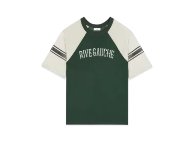 Saint Laurent Women's Rive Gauche Raglan T-Shirt "Vert/Gris"