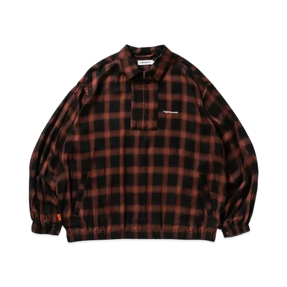TIGHTBOOTH Plaid Half Zip L/S Shirt "Brown"