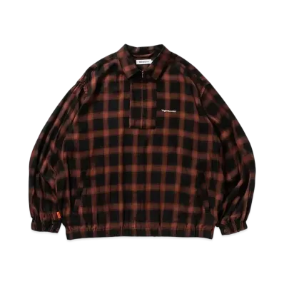TIGHTBOOTH Plaid Half Zip L/S Shirt "Brown"
