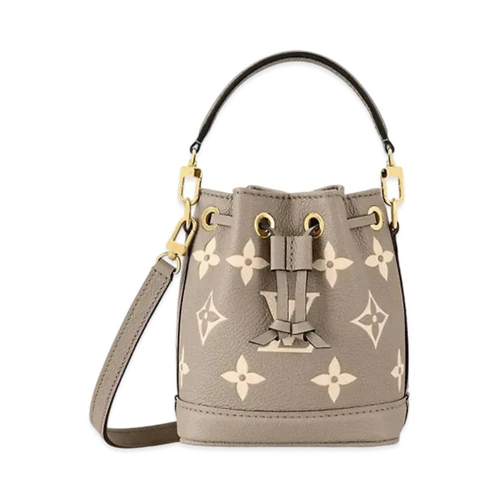 Louis Vuitton Nano Noe Bicolor Monogram Empreinte Leather "Turtledove/Creme"