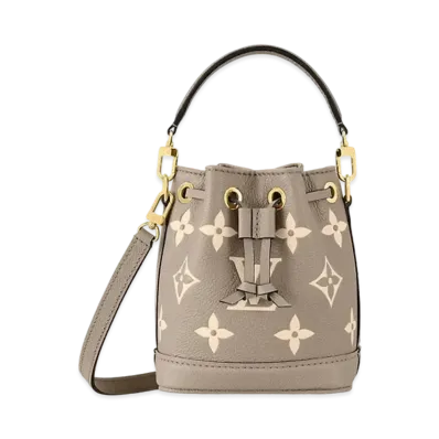 Louis Vuitton Nano Noe Bicolor Monogram Empreinte Leather "Turtledove/Creme"