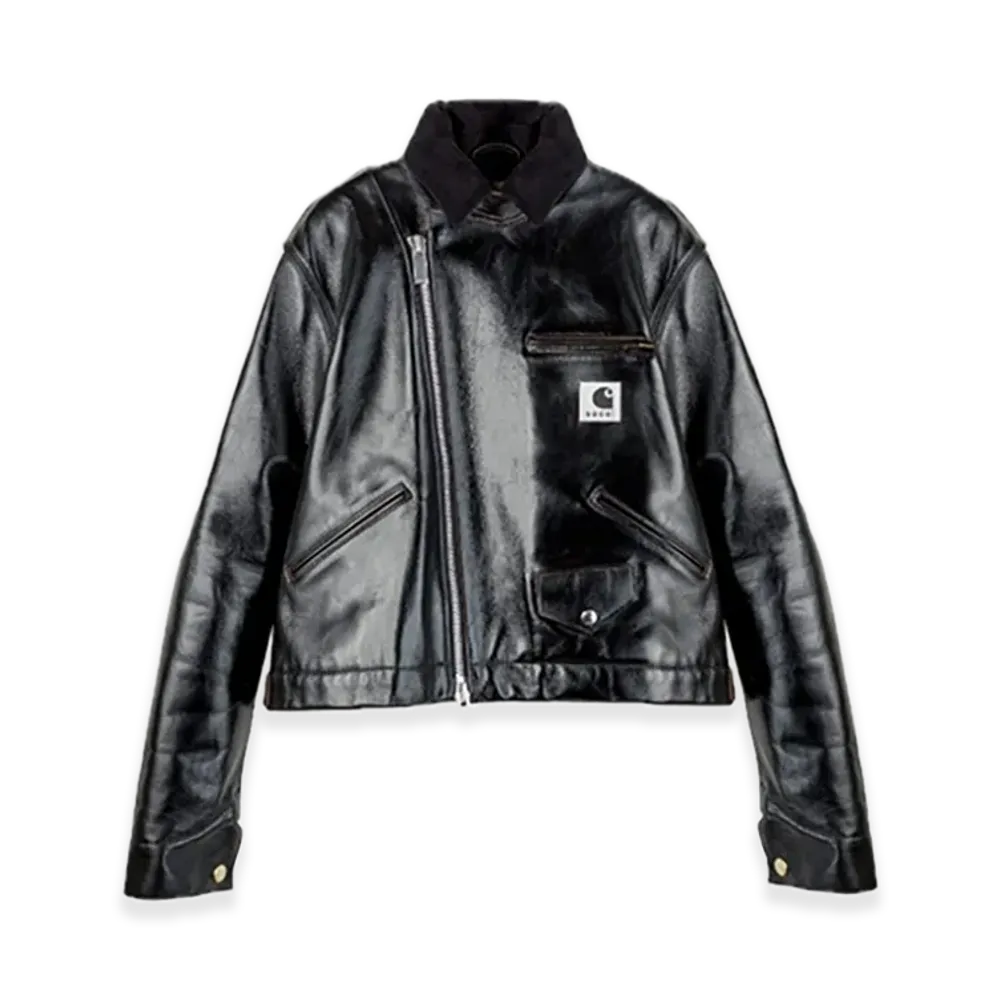 sacai x Carhartt WIP Women's Leather Jacket "Black"