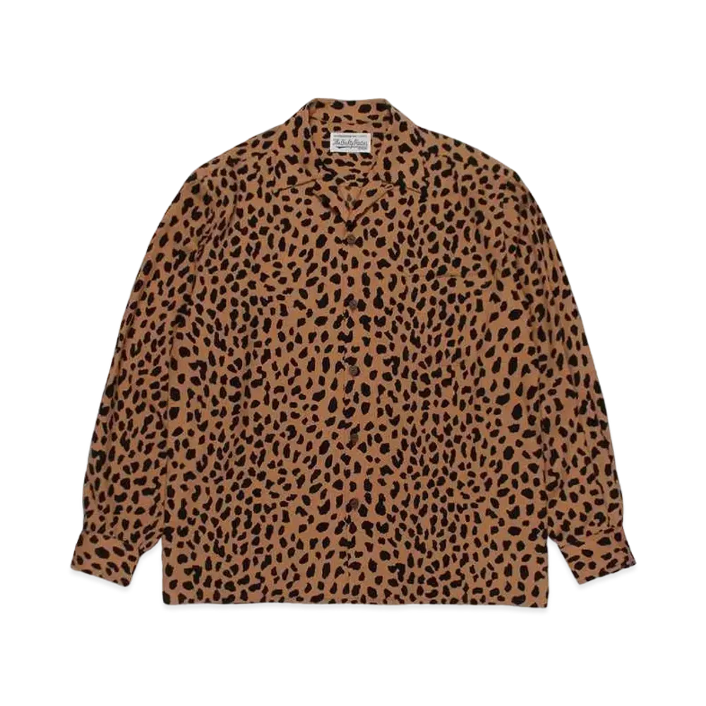 WACKO MARIA Leopard Open Collar Shirt "Brown"