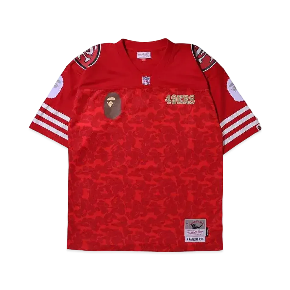 A BATHING APE X M&N NFL SAN FRANCISCO 49ERS LEGACY JERSEY "Red"